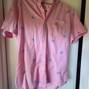 Croft & Barrow Pink Dress Shirt with Blue Turtle Print